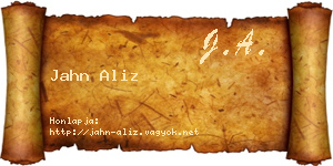 Jahn Aliz névjegykártya
